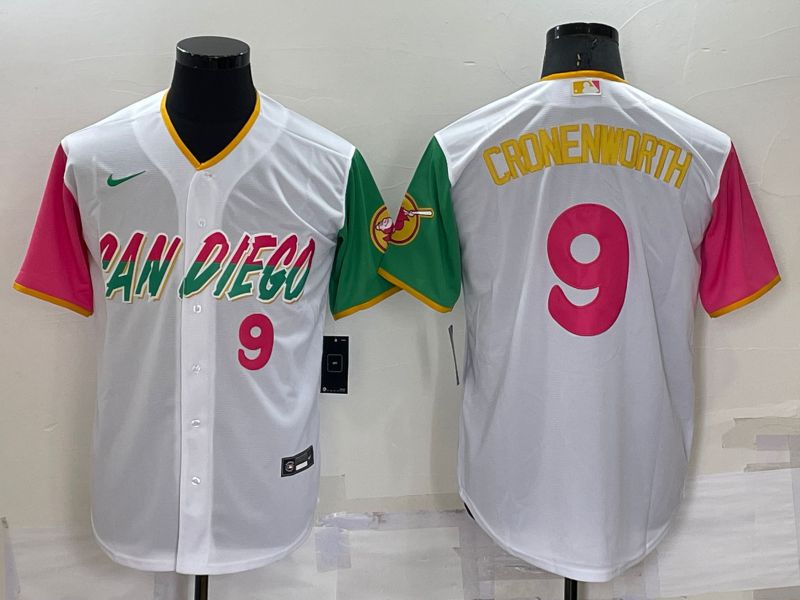 Men San Diego Padres #9 Cronenworth White City Edition Game Nike 2022 MLB Jerseys